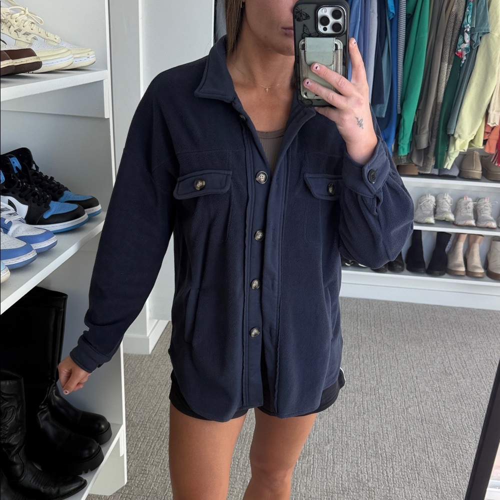 Navy Button-Up Cardigan